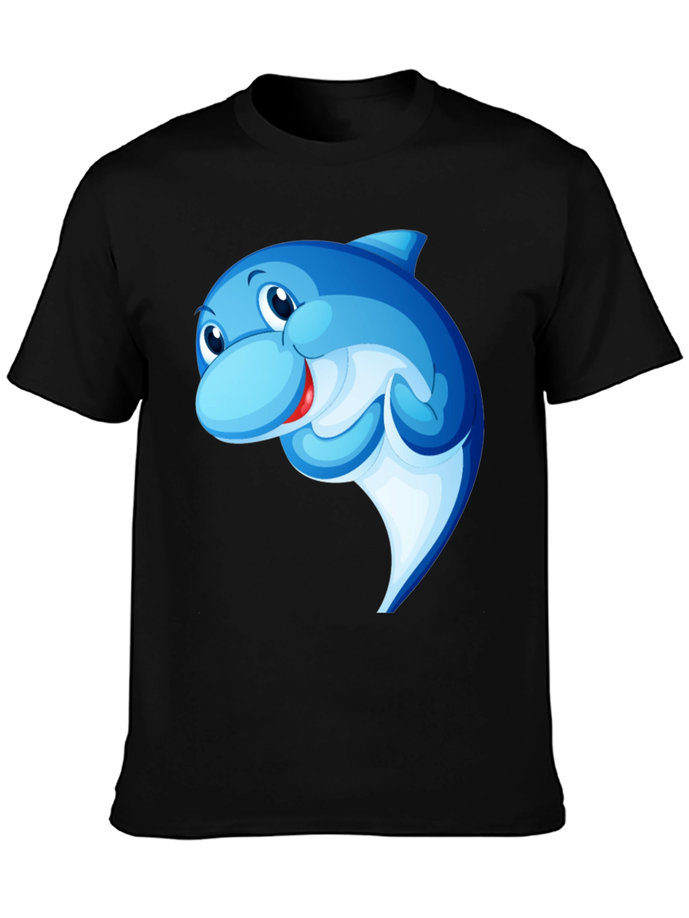Cartoon Dolphin Black T-Shirt
