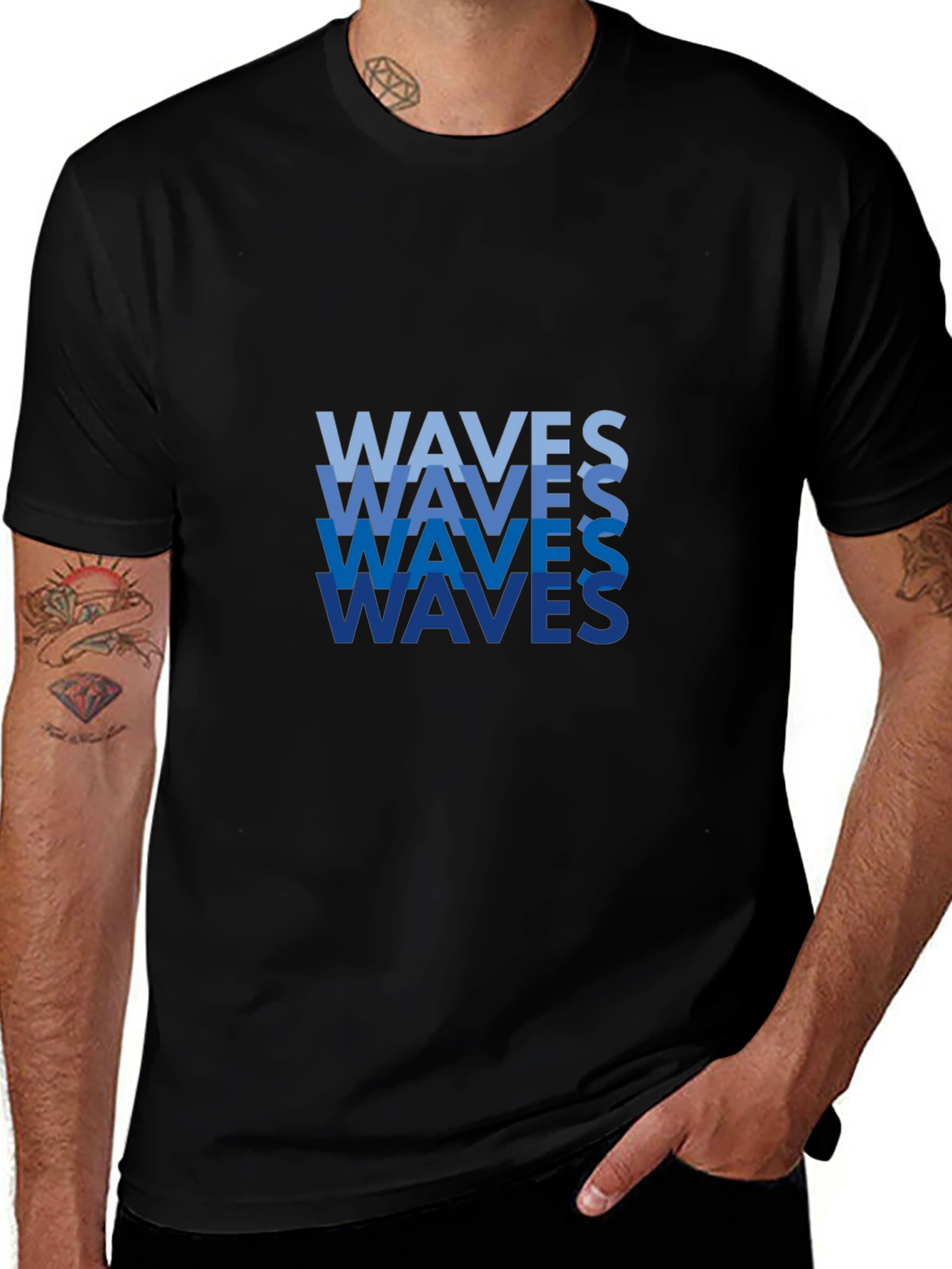 Waves Graphic Tee - Stylish Black Cotton T-Shirt