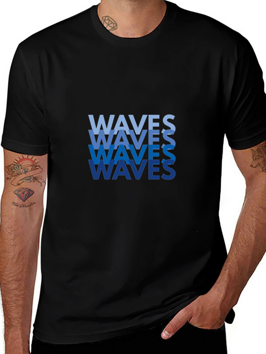 Waves Graphic Tee - Stylish Black Cotton T-Shirt