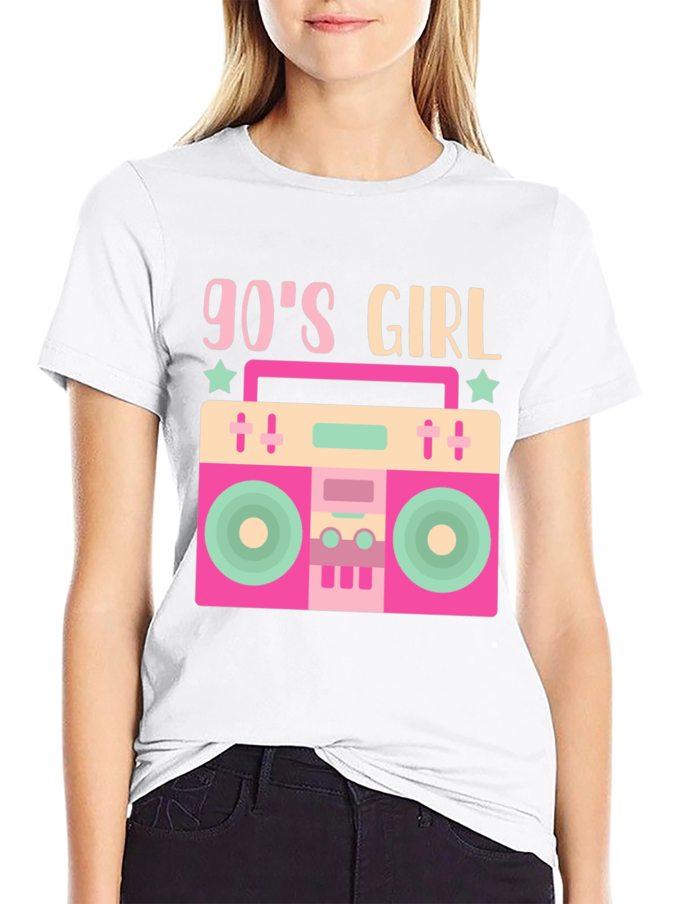 90s Girl Boombox Tee - Retro Style