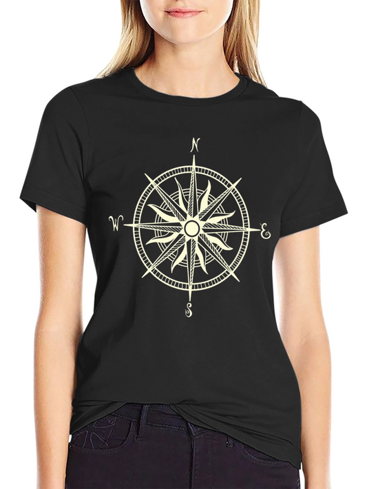 Compass Rose Graphic T-Shirt - Stylish Black Tee