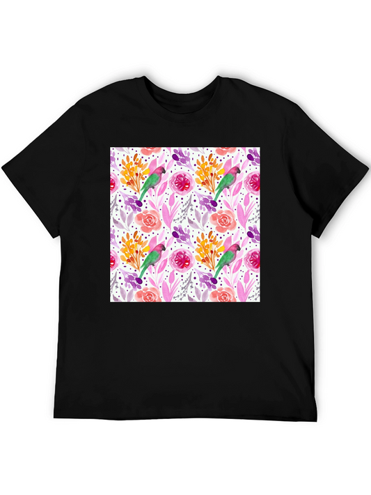 Floral Parrot T-Shirt - Stylish Graphic Tee for Men
