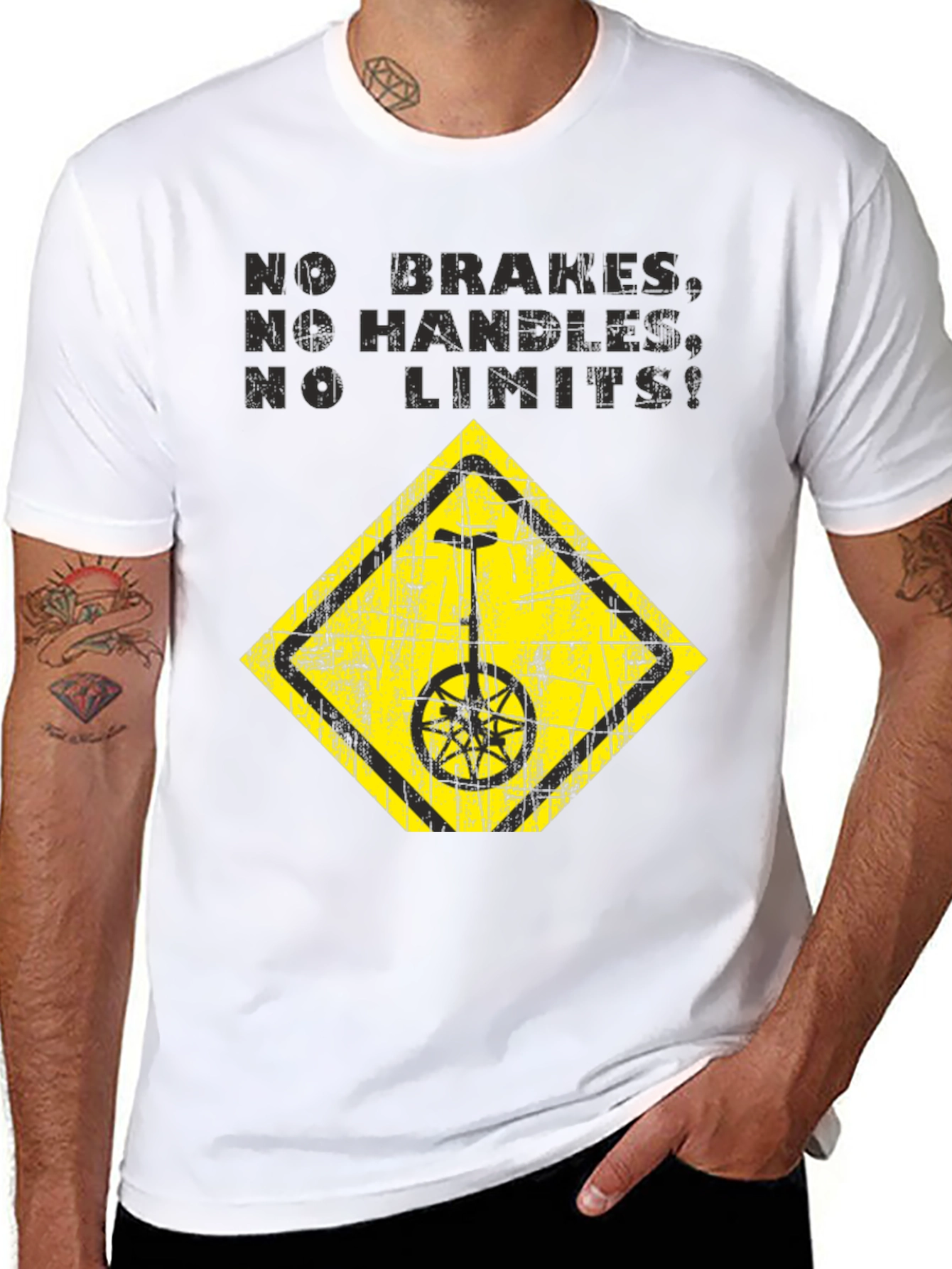 No Brakes No Limits Unicycle Black T-Shirt