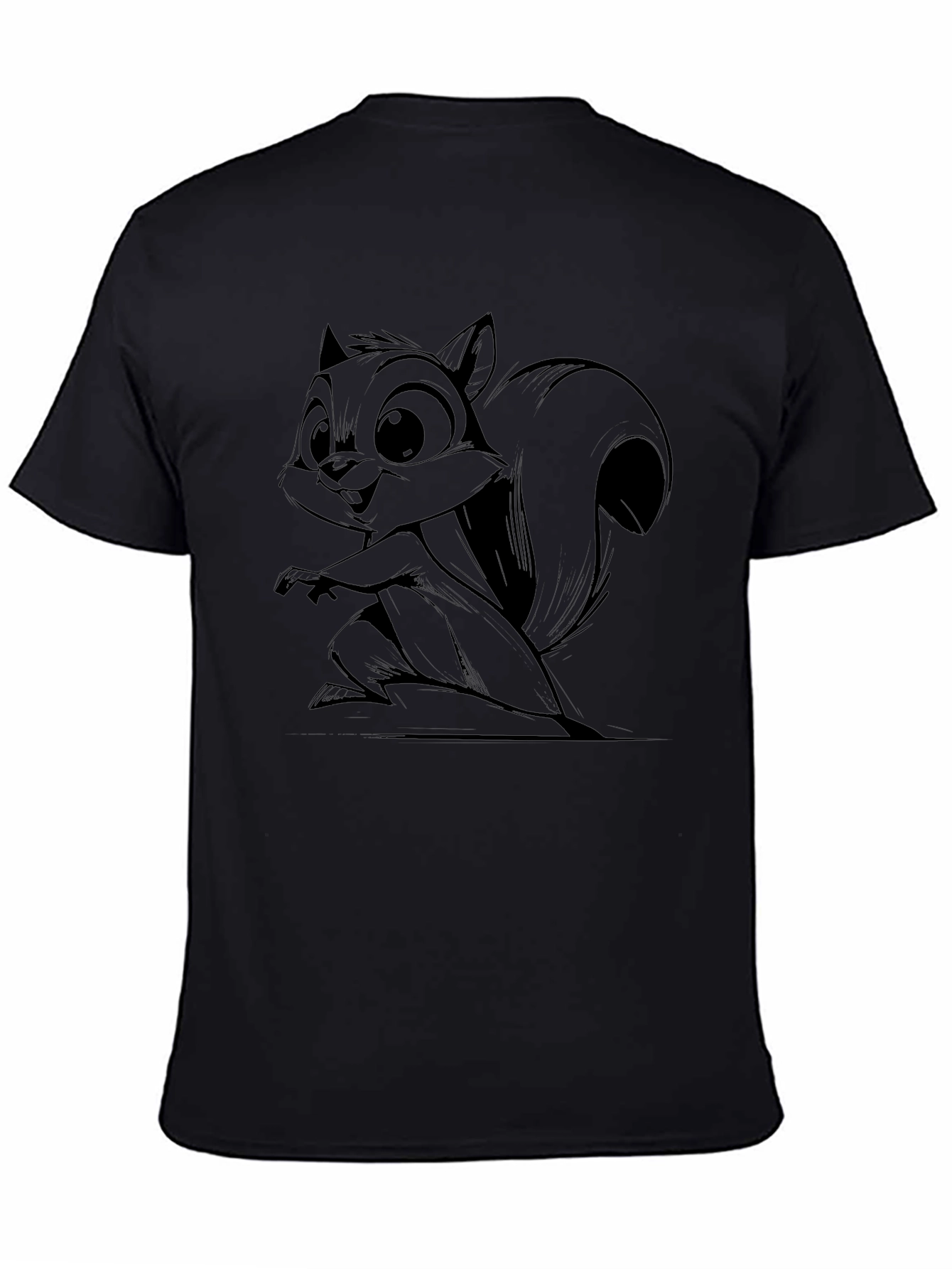 Black Squirrel Cartoon Graphic T-Shirt
