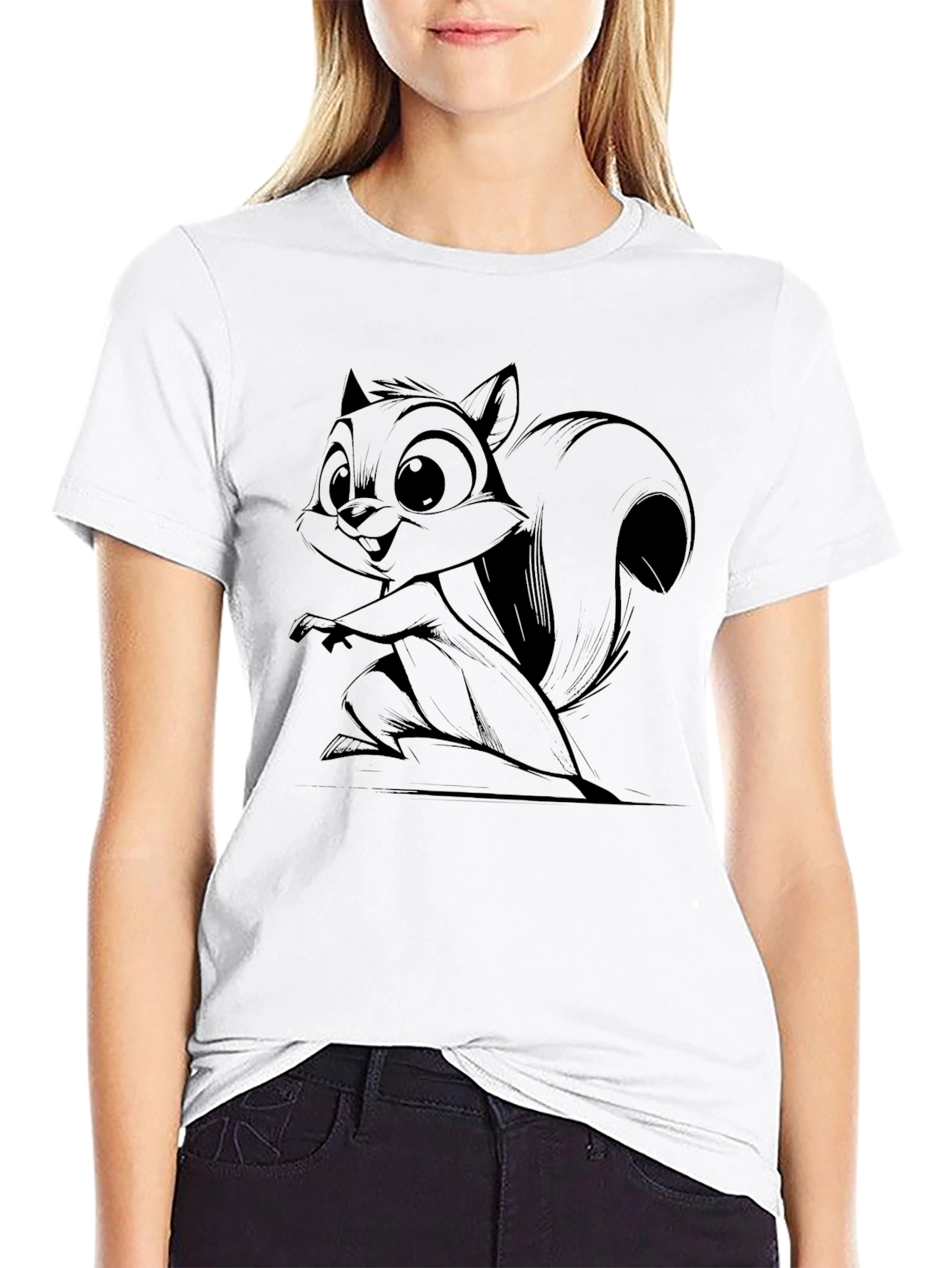 Black Squirrel Cartoon Graphic T-Shirt