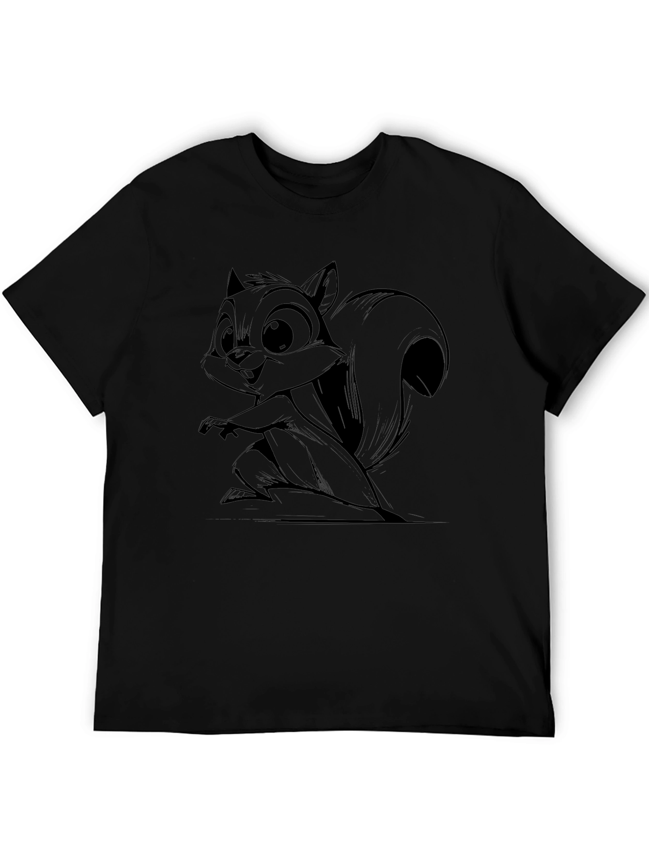 Black Squirrel Cartoon Graphic T-Shirt