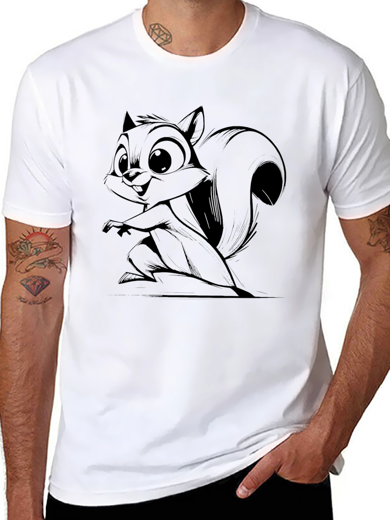 Black Squirrel Cartoon Graphic T-Shirt