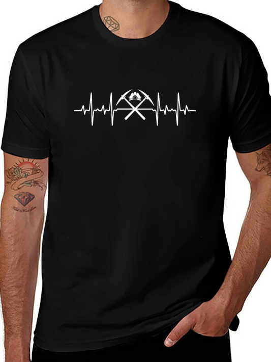 Firefighter Heartbeat T-Shirt - Black Graphic Tee