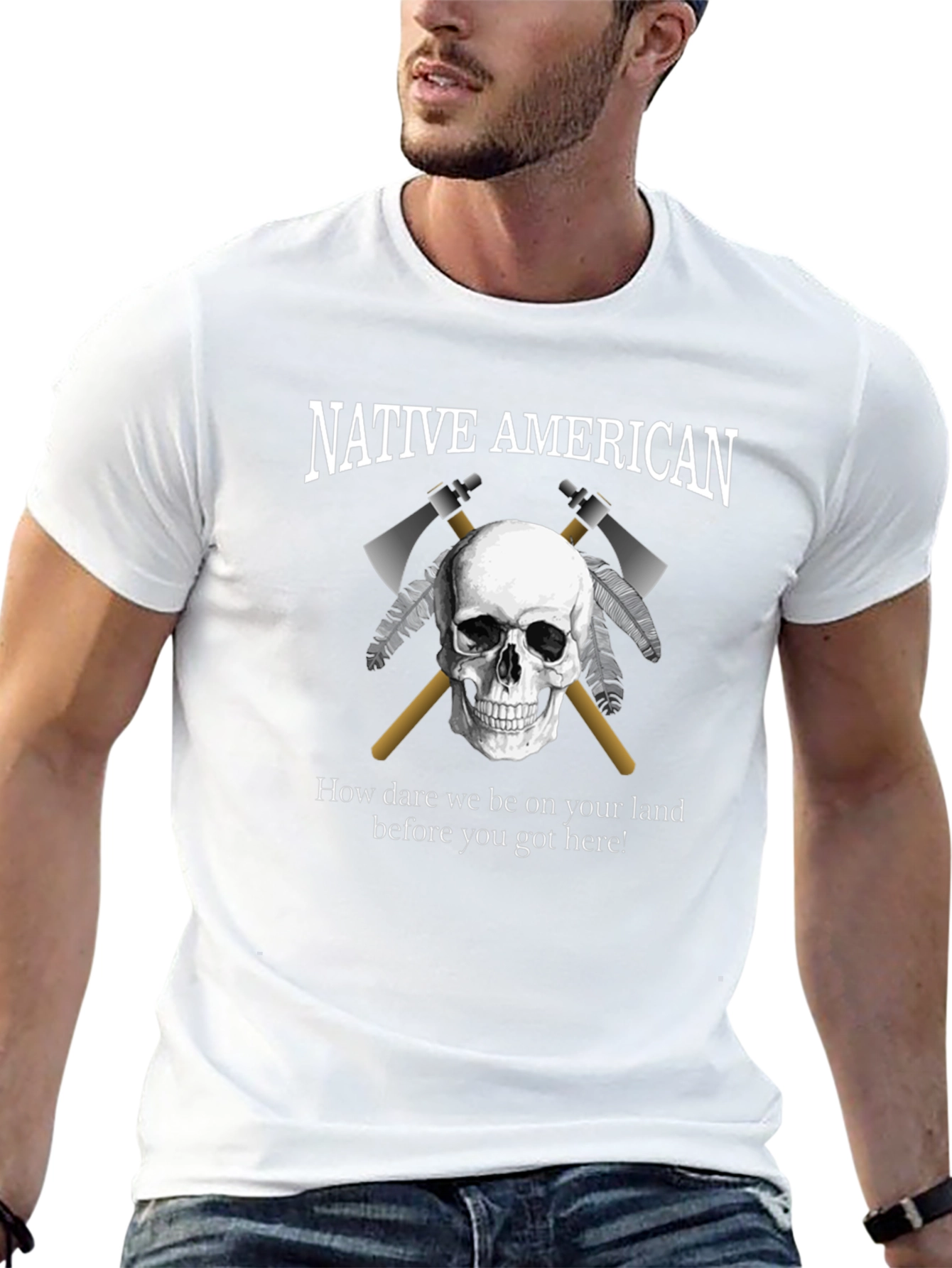 Native American Skull T-Shirt: Land Rights Design