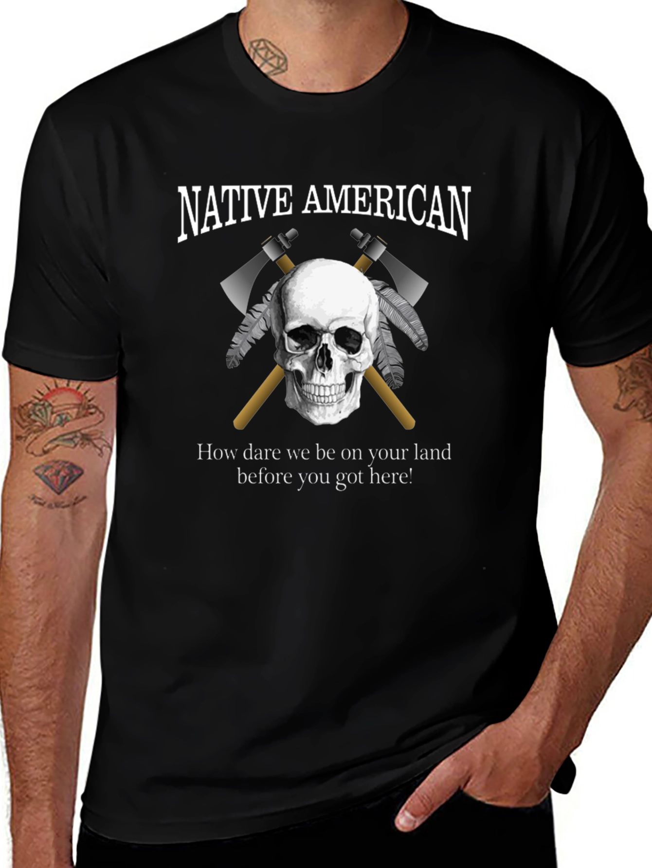 Native American Skull T-Shirt: Land Rights Design