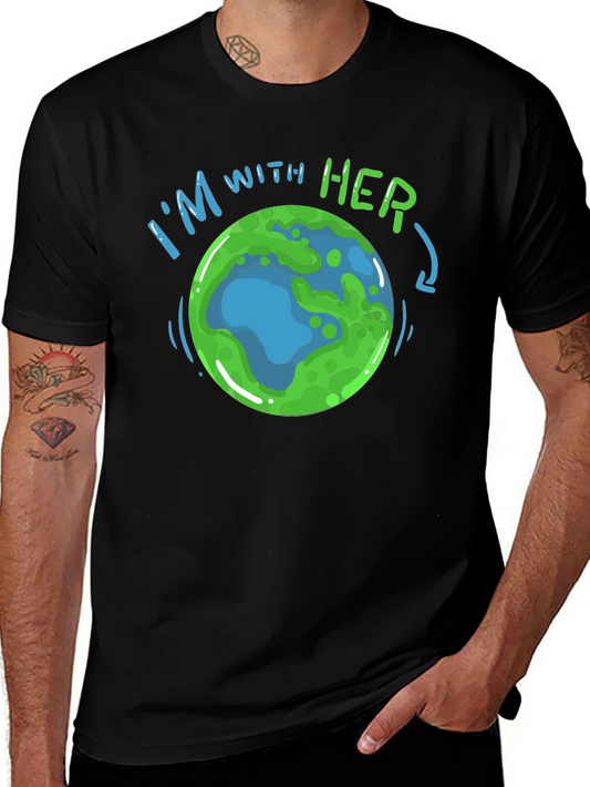 Im With Her Earth Graphic T-Shirt - Black