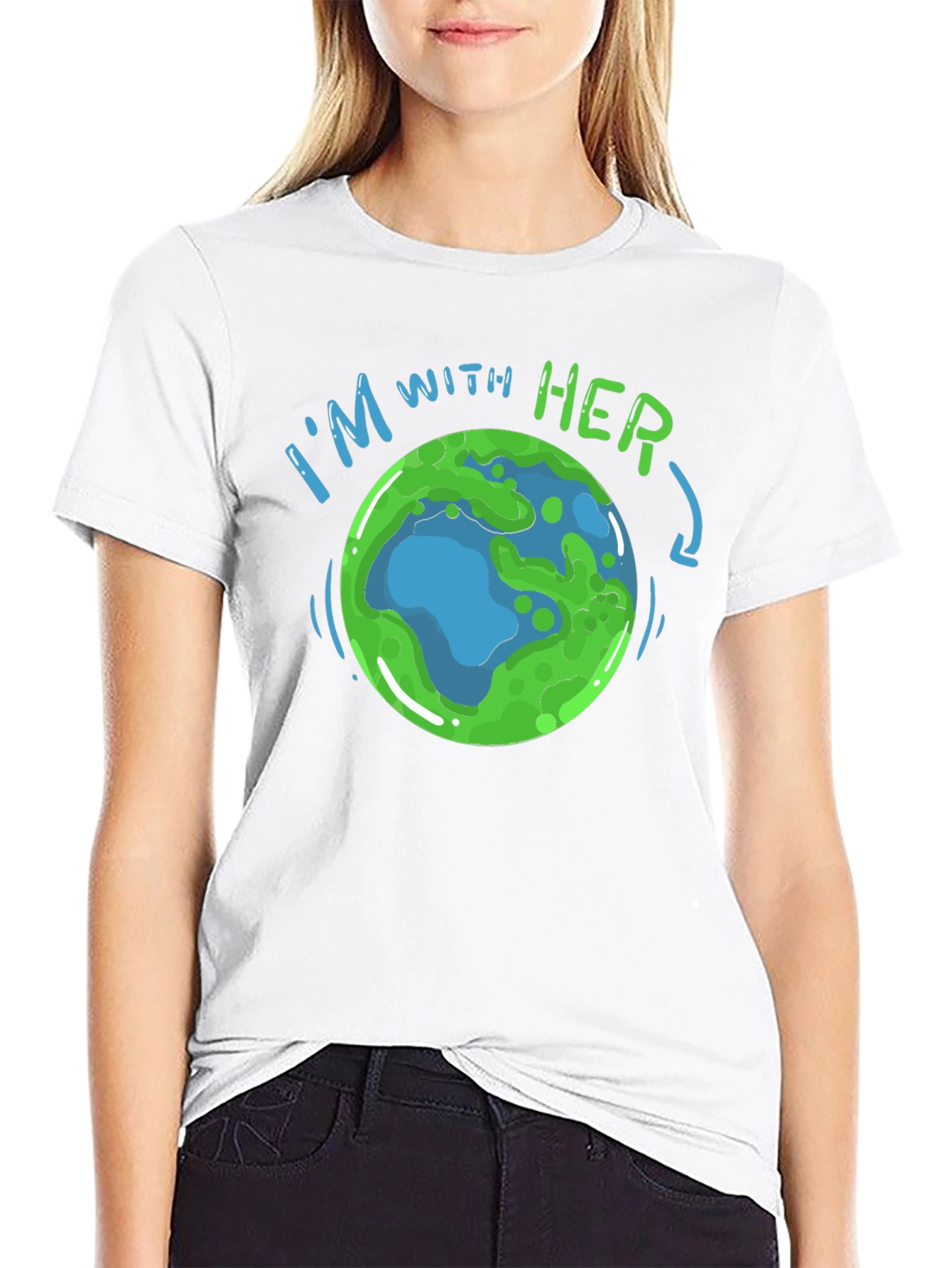 Im With Her Earth Graphic T-Shirt - Black