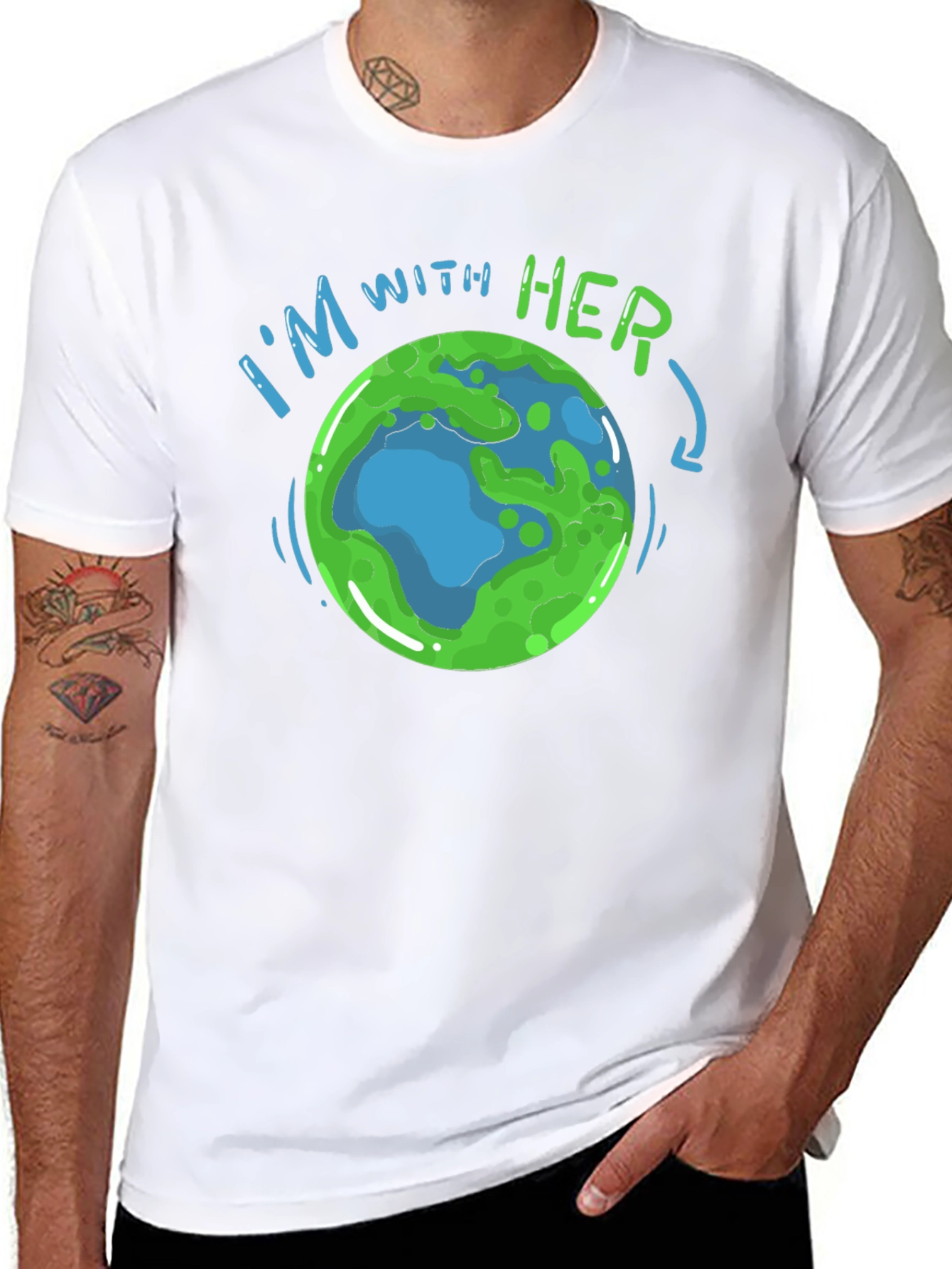Im With Her Earth Graphic T-Shirt - Black