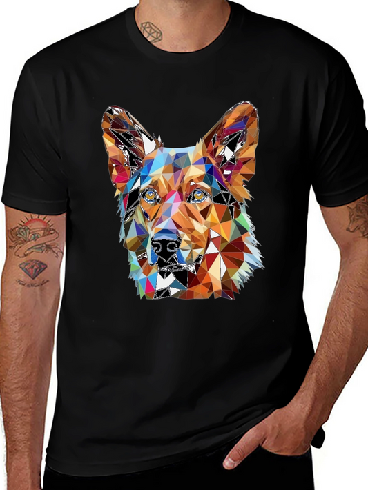Geometric Dog T-Shirt - Artistic Graphic Tee