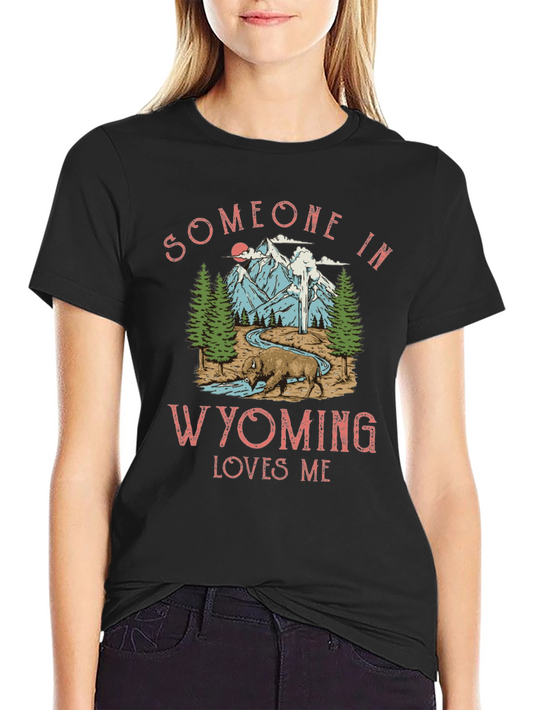 Wyoming Loves Me Graphic Tee - Black