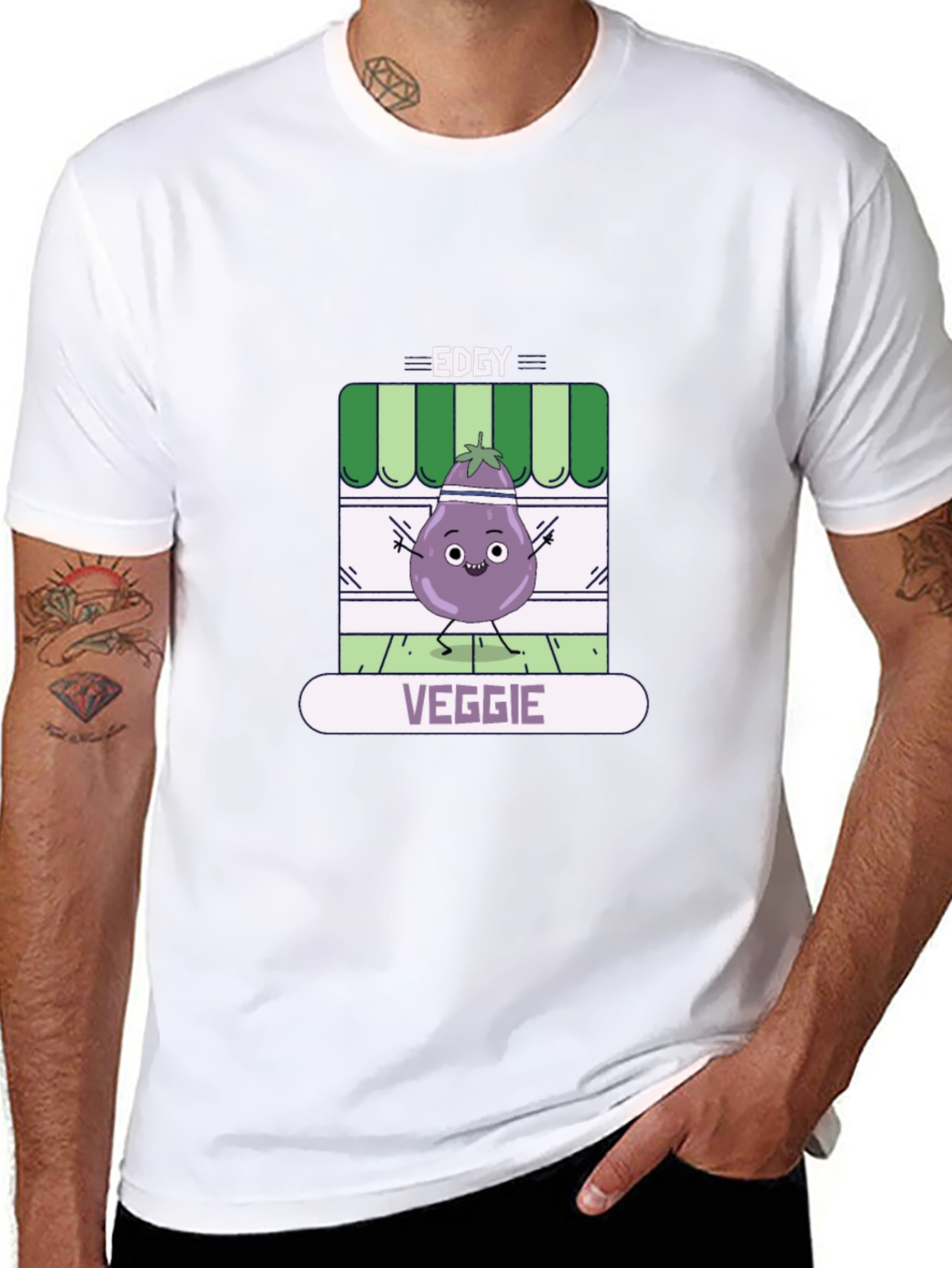 Edgy Veggie T-Shirt - Funny Eggplant Design