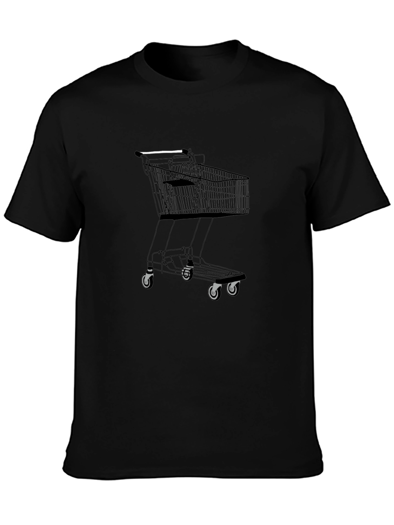 Black Shopping Cart Graphic T-Shirt
