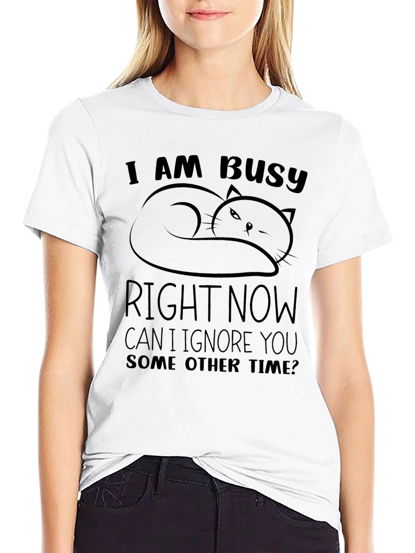 Busy Cat Graphic T-Shirt - Funny Slogan Tee