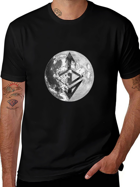 Lunar Emblem Black T-Shirt - Modern Graphic Tee