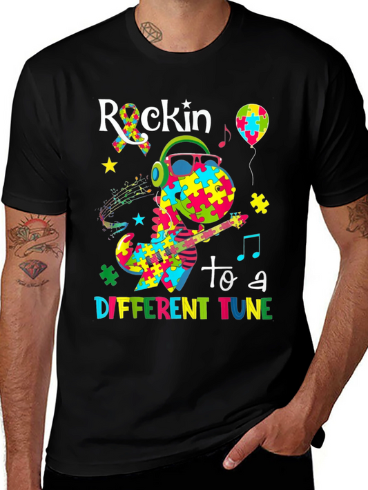 Autism Awareness Dinosaur Graphic T-Shirt