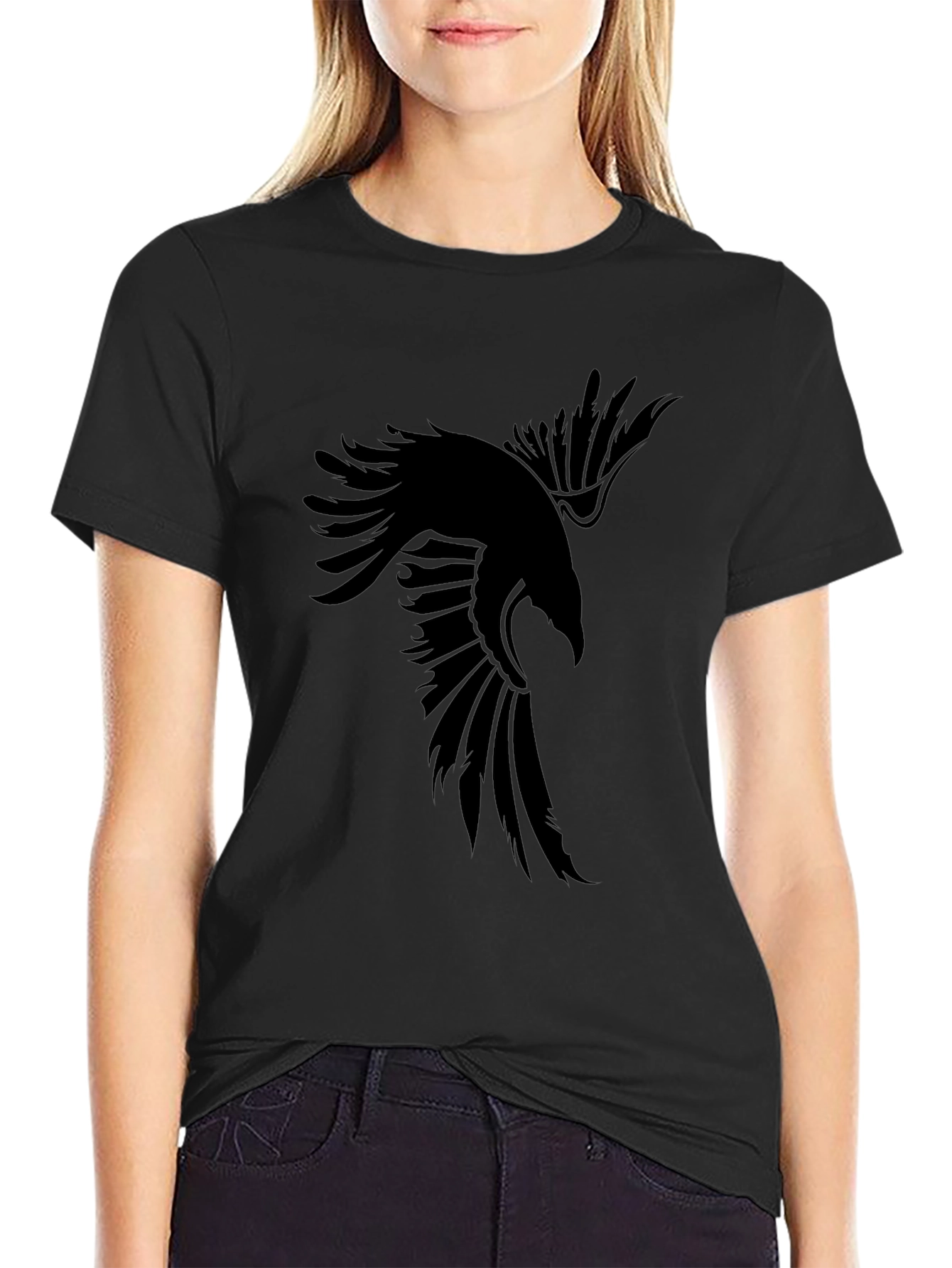Mens Black Raven Graphic T-Shirt