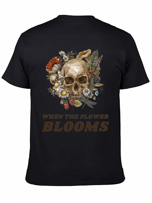 Skull and Floral Graphic Print Tee