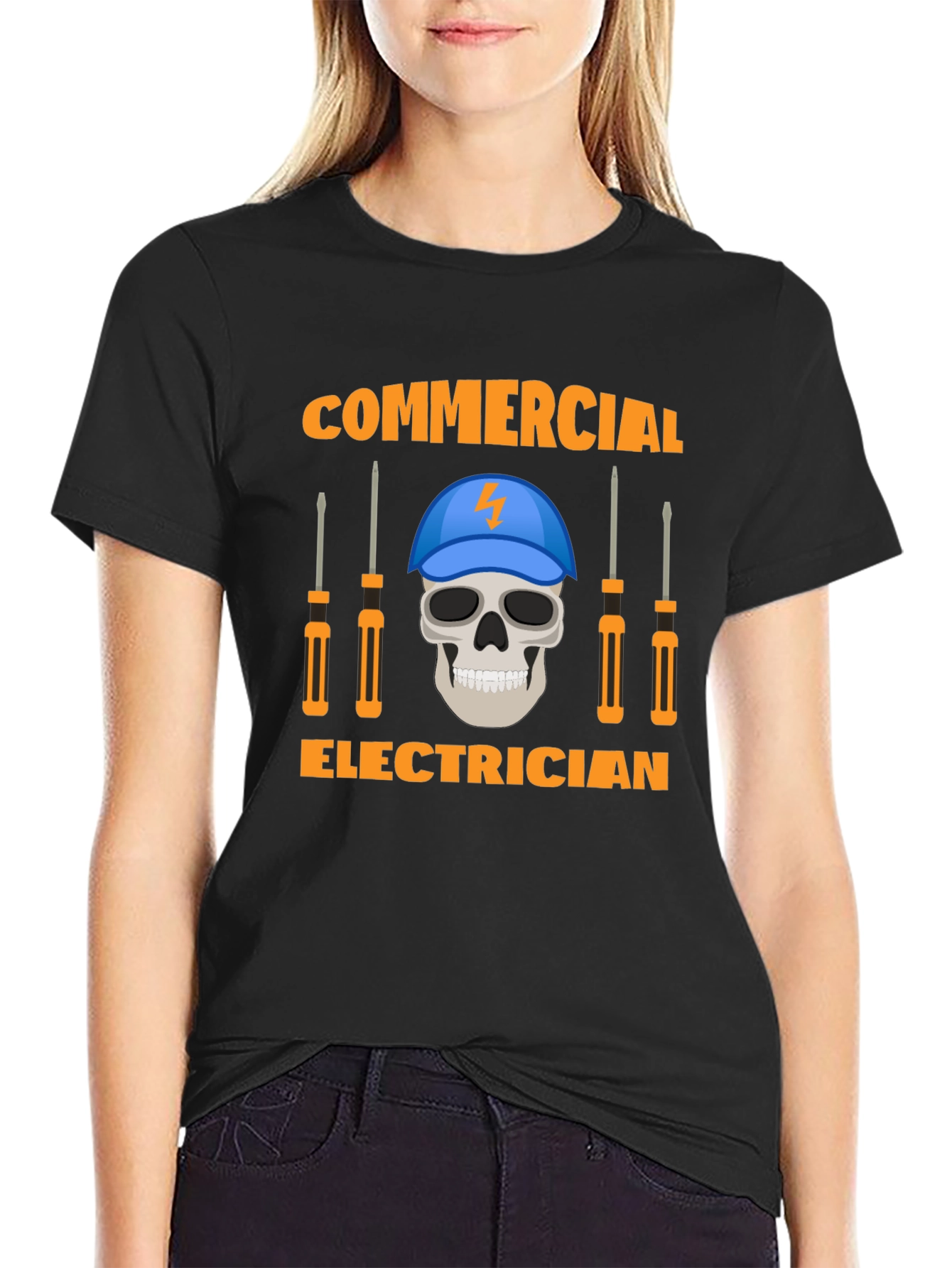 Commercial Electrician Skull T-Shirt