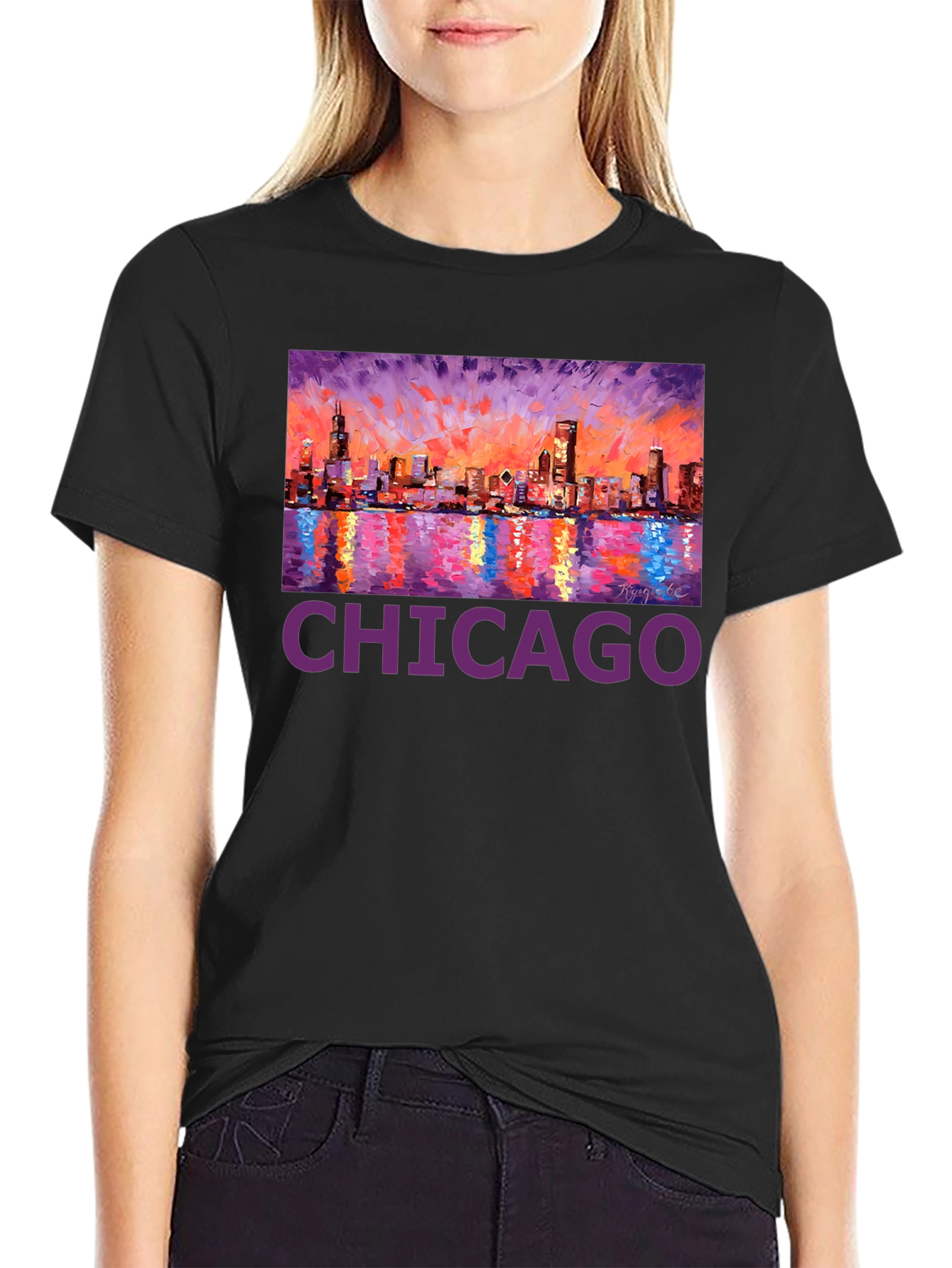 Chicago Skyline Art T-Shirt - Cityscape Tee