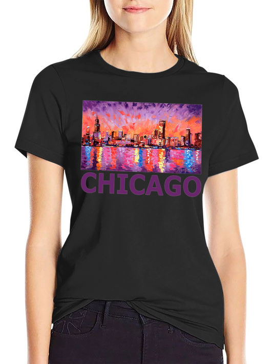 Chicago Skyline Art T-Shirt - Cityscape Tee