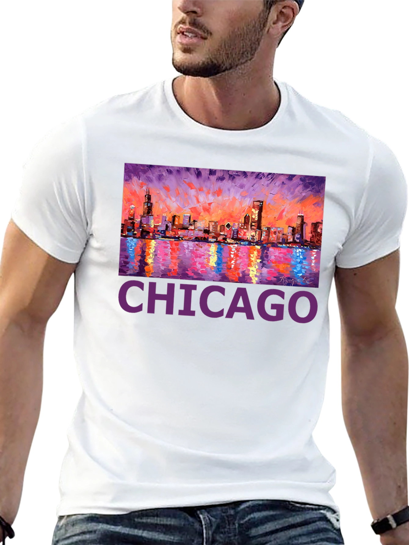 Chicago Skyline Art T-Shirt - Cityscape Tee