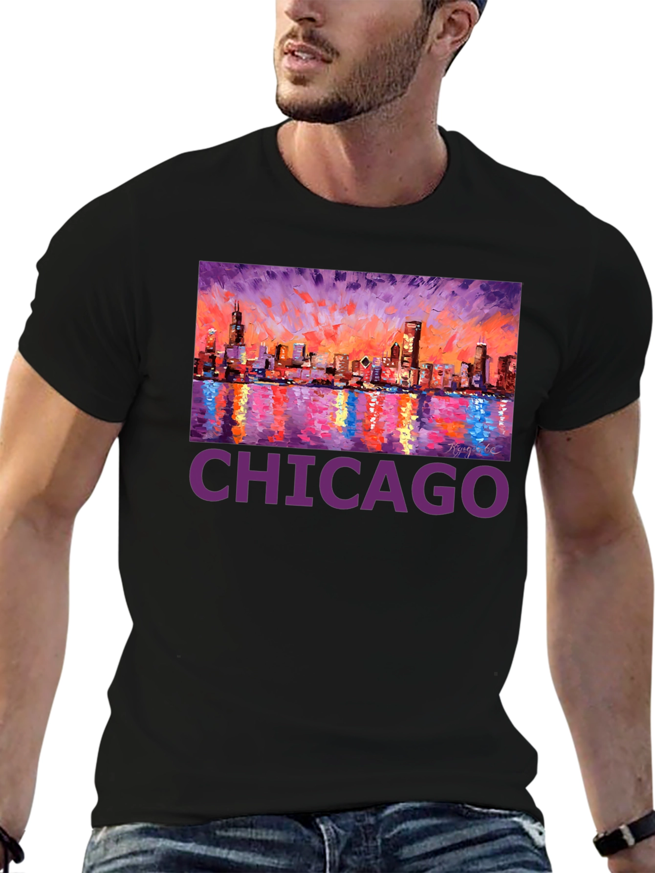 Chicago Skyline Art T-Shirt - Cityscape Tee