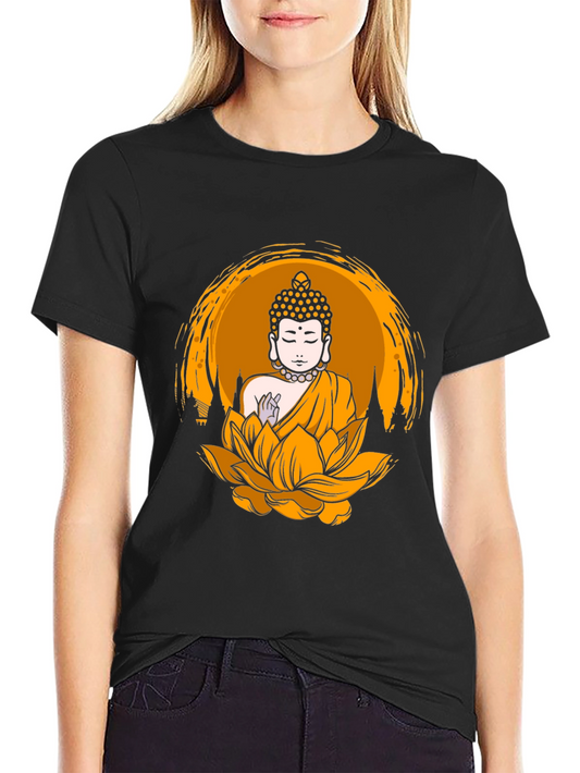 Buddha Lotus Graphic T-Shirt - Unisex Black Tee