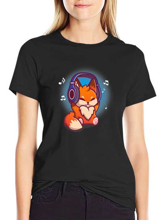 Fox Listening to Music T-Shirt - Cute & Fun!