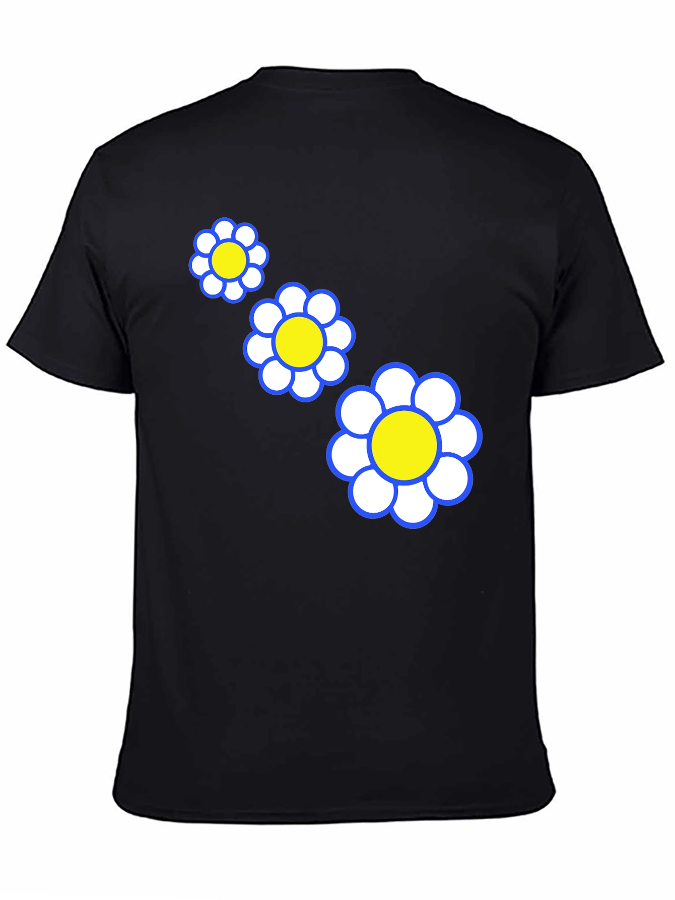Funky Floral T-Shirt - Black with Daisy Graphic
