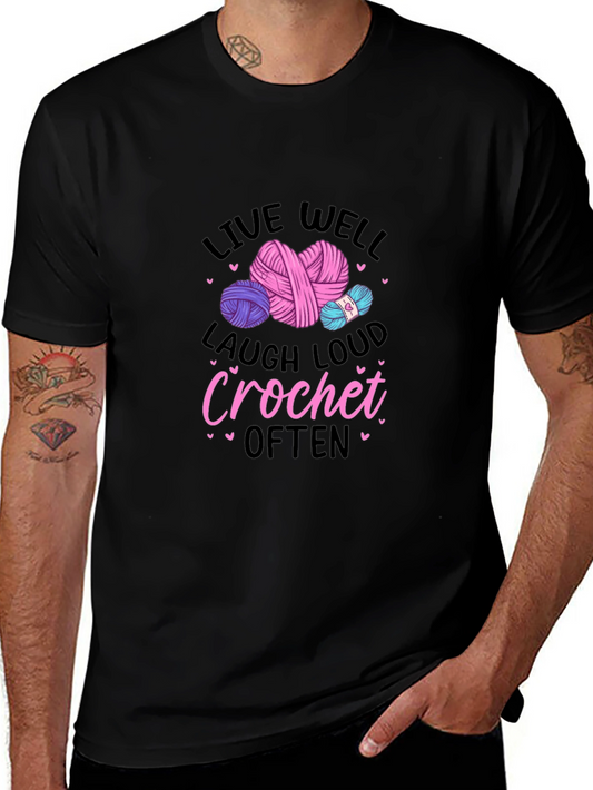 Live Well Crochet Graphic Tee - Black