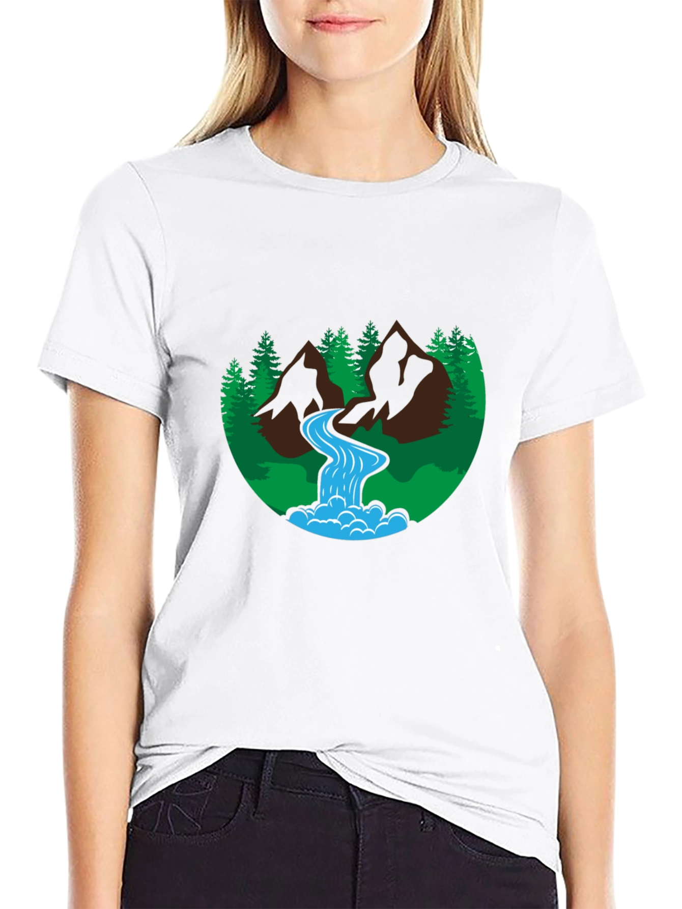 Nature Scene Graphic Black T-Shirt