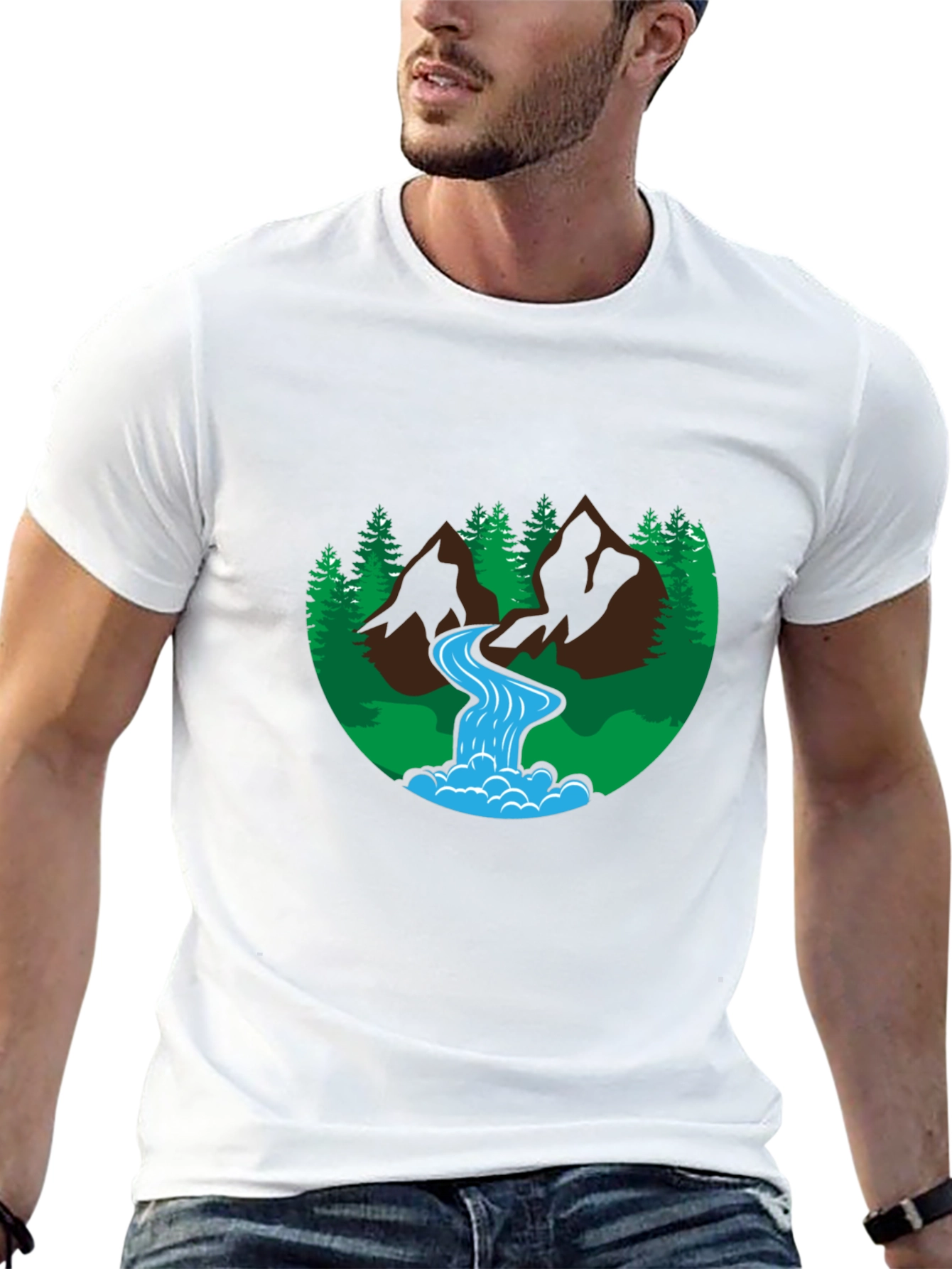 Nature Scene Graphic Black T-Shirt