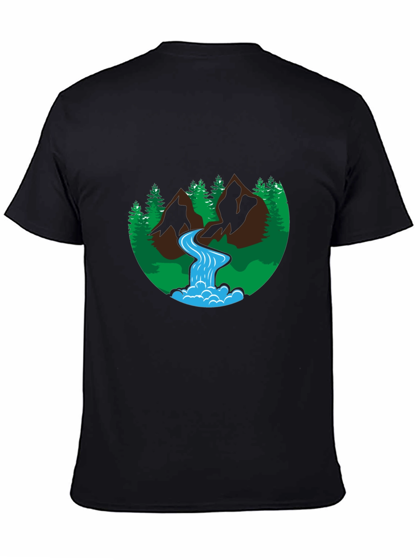 Nature Scene Graphic Black T-Shirt