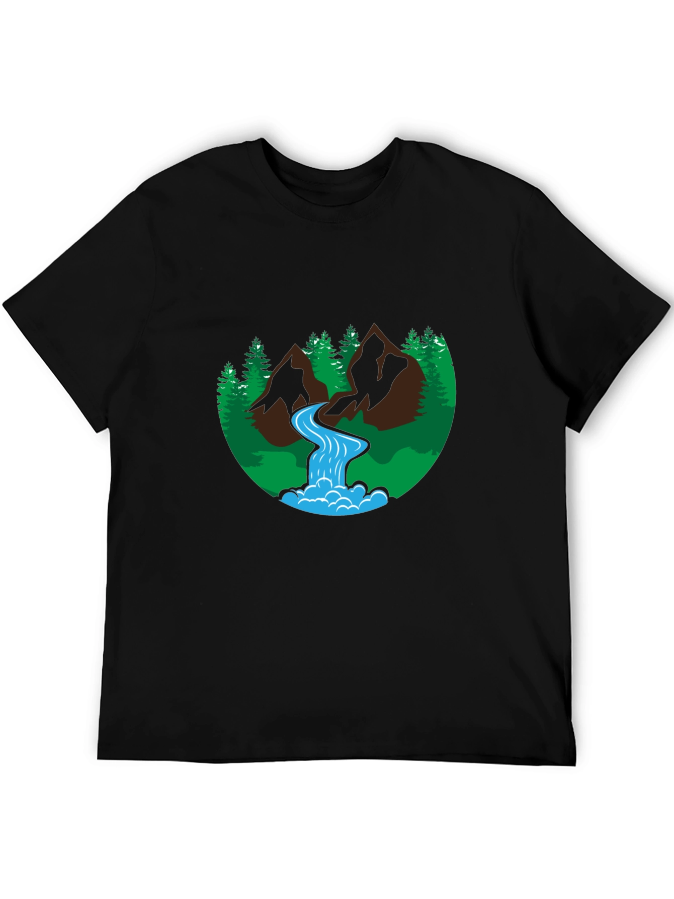 Nature Scene Graphic Black T-Shirt