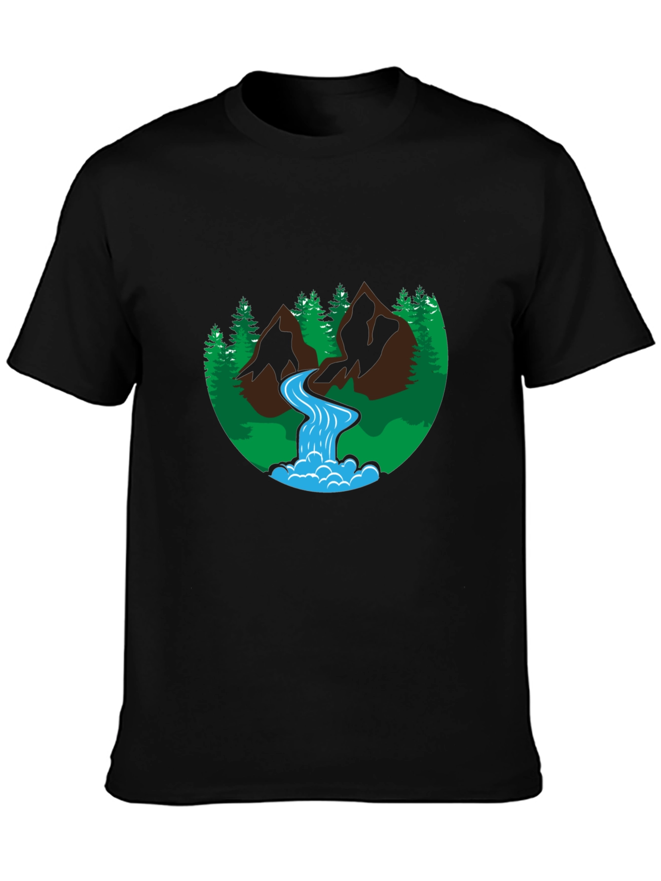 Nature Scene Graphic Black T-Shirt