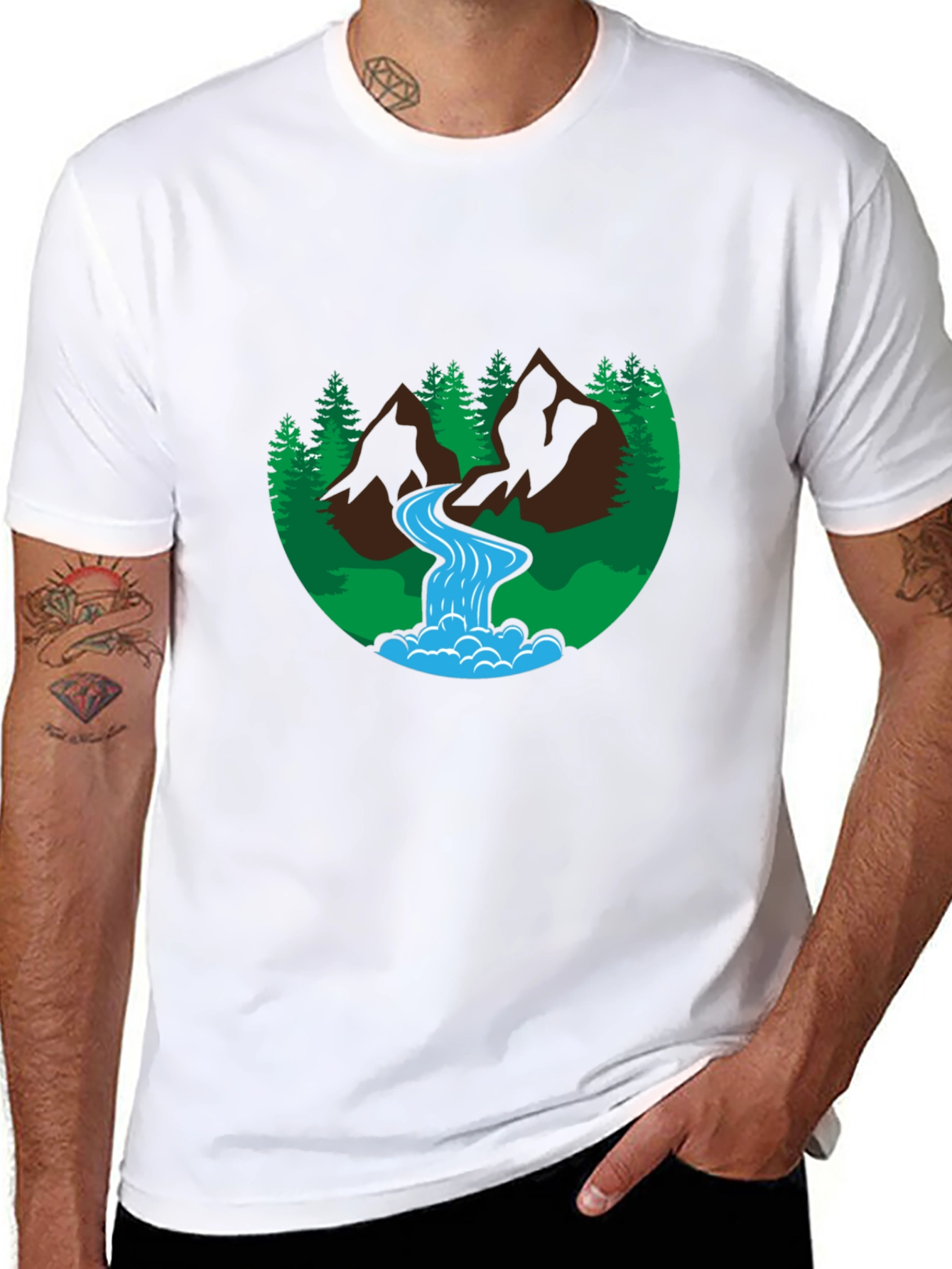 Nature Scene Graphic Black T-Shirt