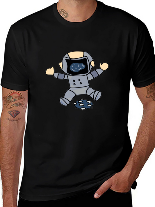 Astronaut Graphic Print Black T-Shirt