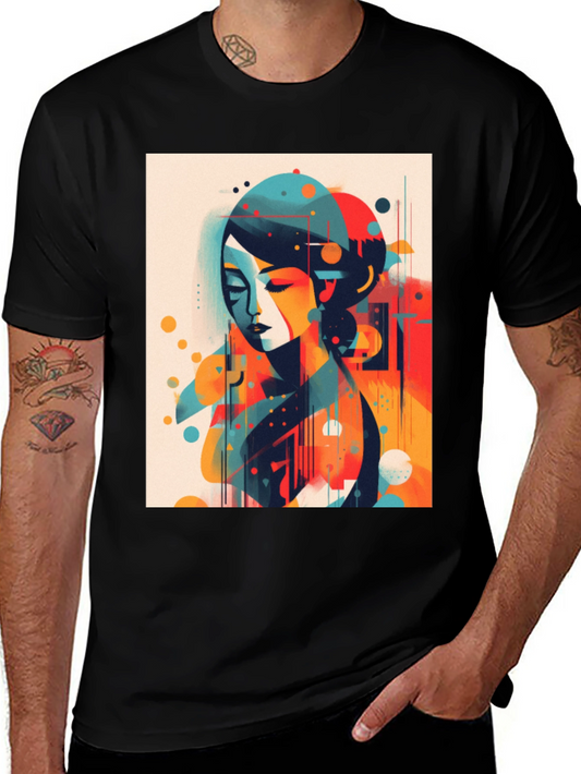 Abstract Woman Graphic Tee - Modern Art Shirt