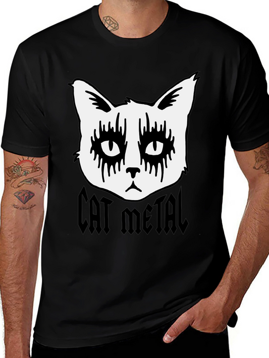 Cat Metal T-Shirt - Black Graphic Tee