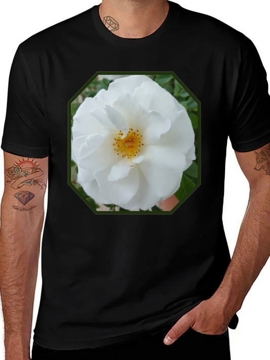 Floral Graphic Tee - White Rose Design