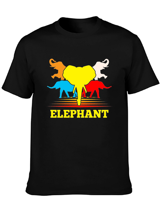 Colorful Elephant Graphic Tee - Unisex Black T-Shirt