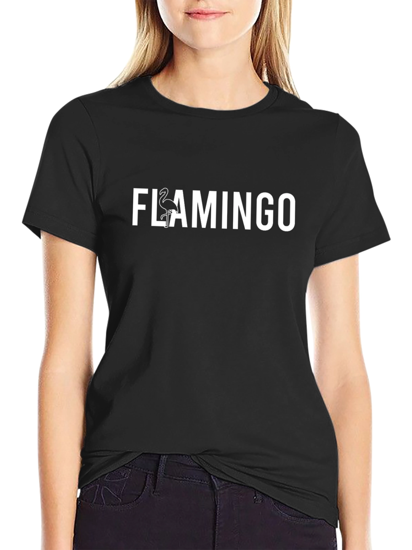Flamingo Graphic Tee - Stylish Black Cotton T-Shirt