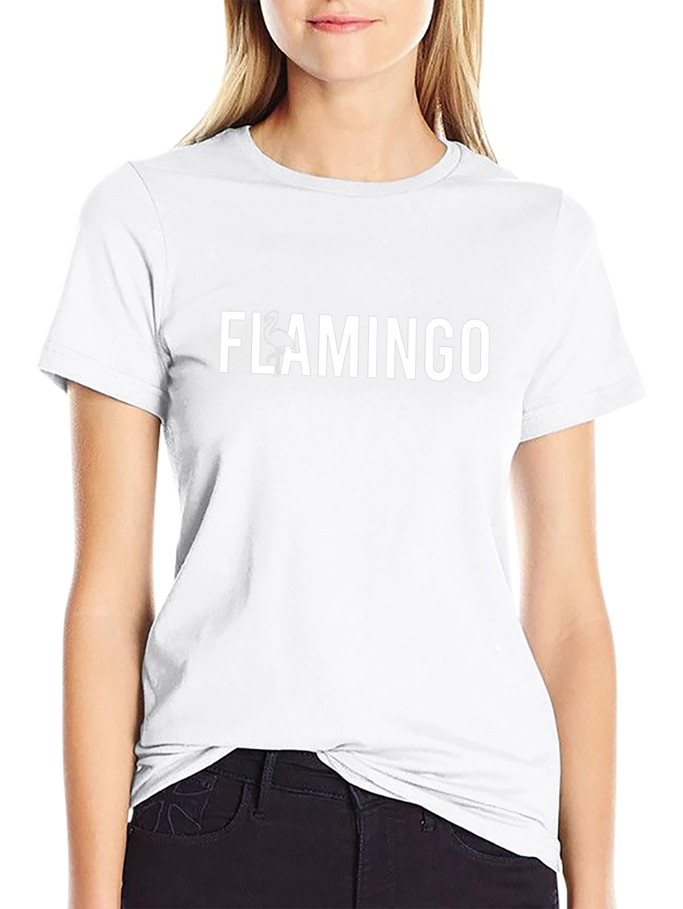 Flamingo Graphic Tee - Stylish Black Cotton T-Shirt