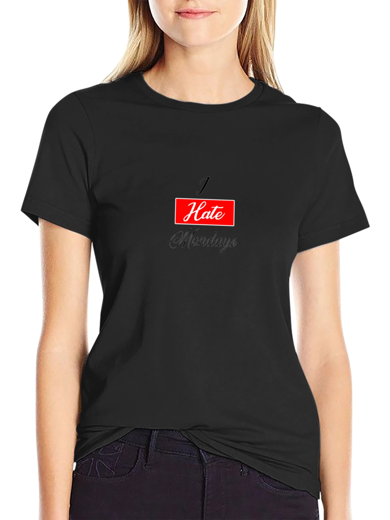 I Hate Mondays Graphic Tee - Black Cotton T-Shirt