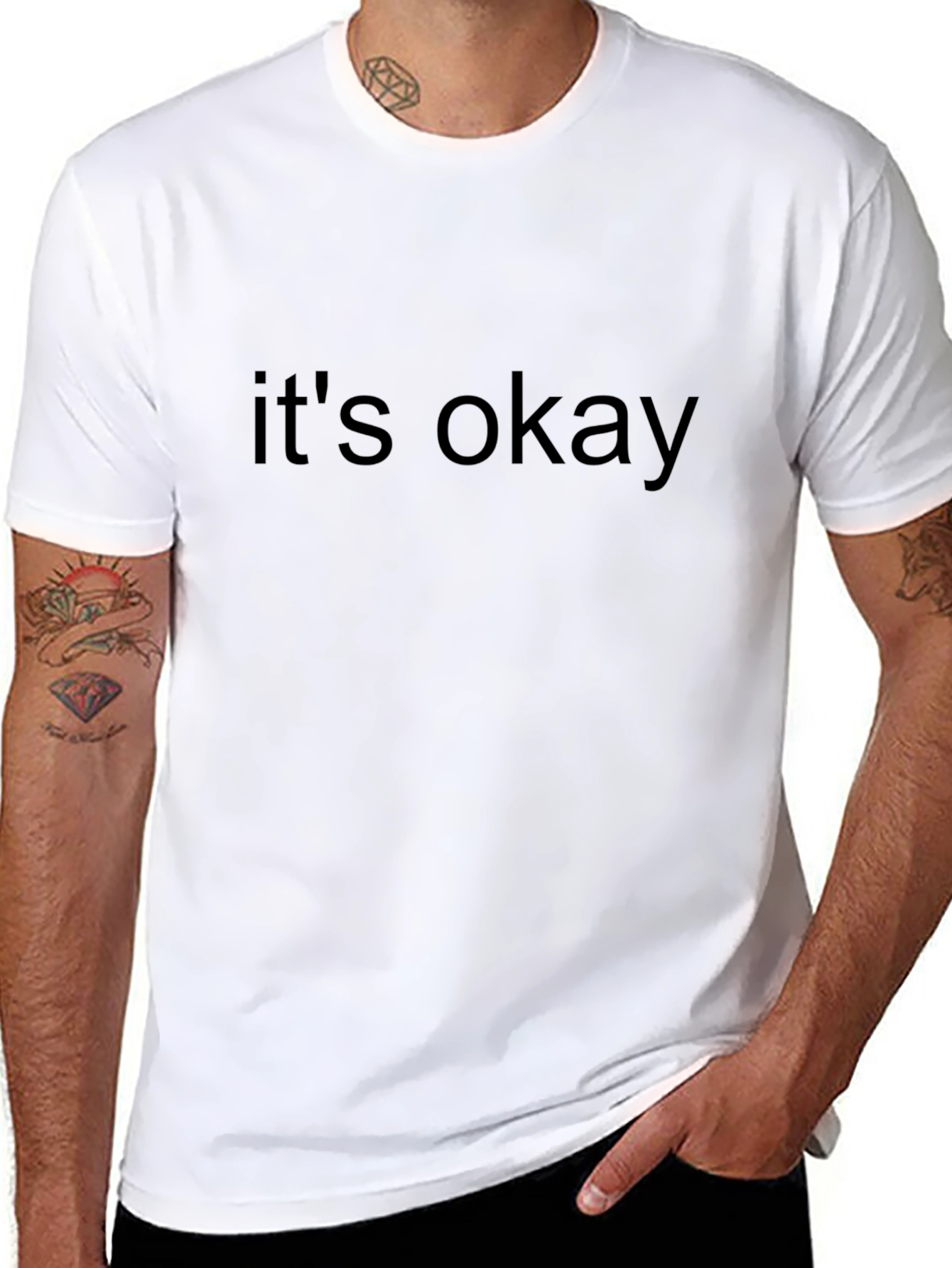 Its Okay Mens Black Graphic T-Shirt